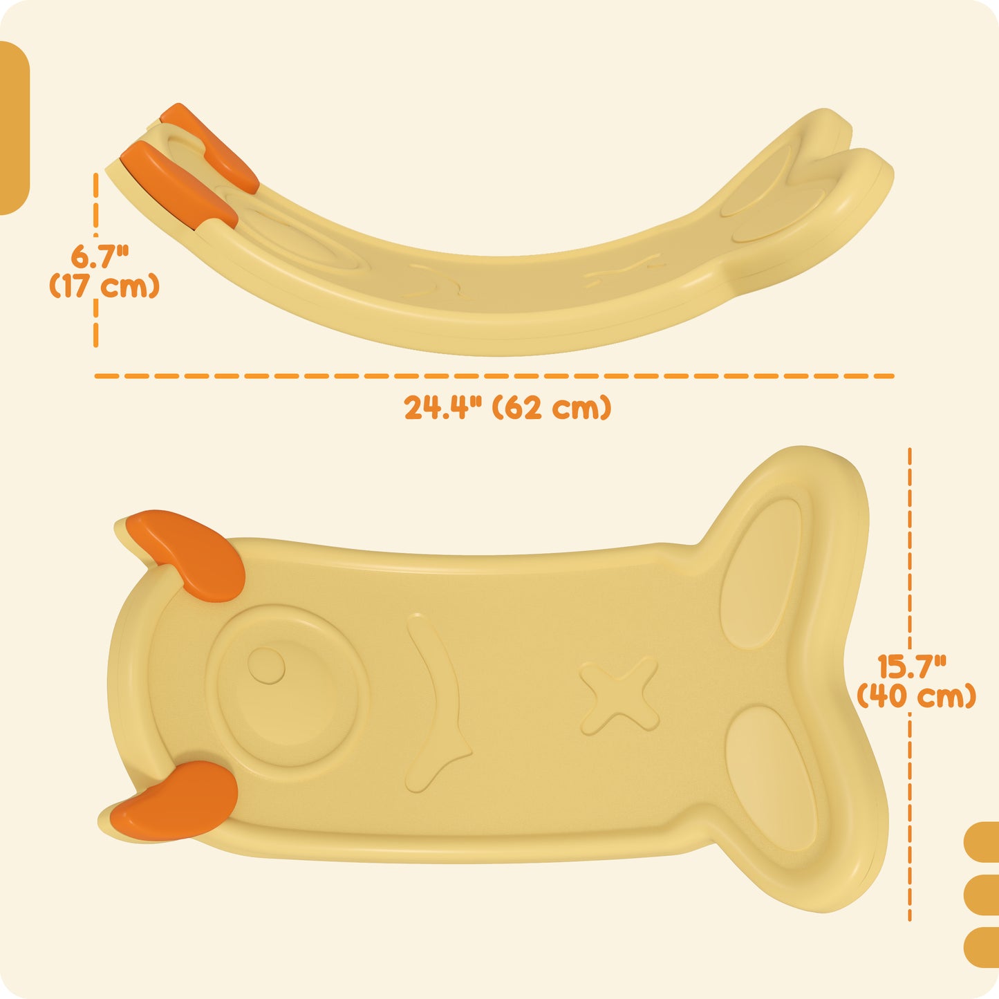 Qaba 24.4" Kids Balance Board, Wobble Board Toddler Curved Rocker, Preschool Balance & Sensory Play Toy, Ages 3-6, Yello