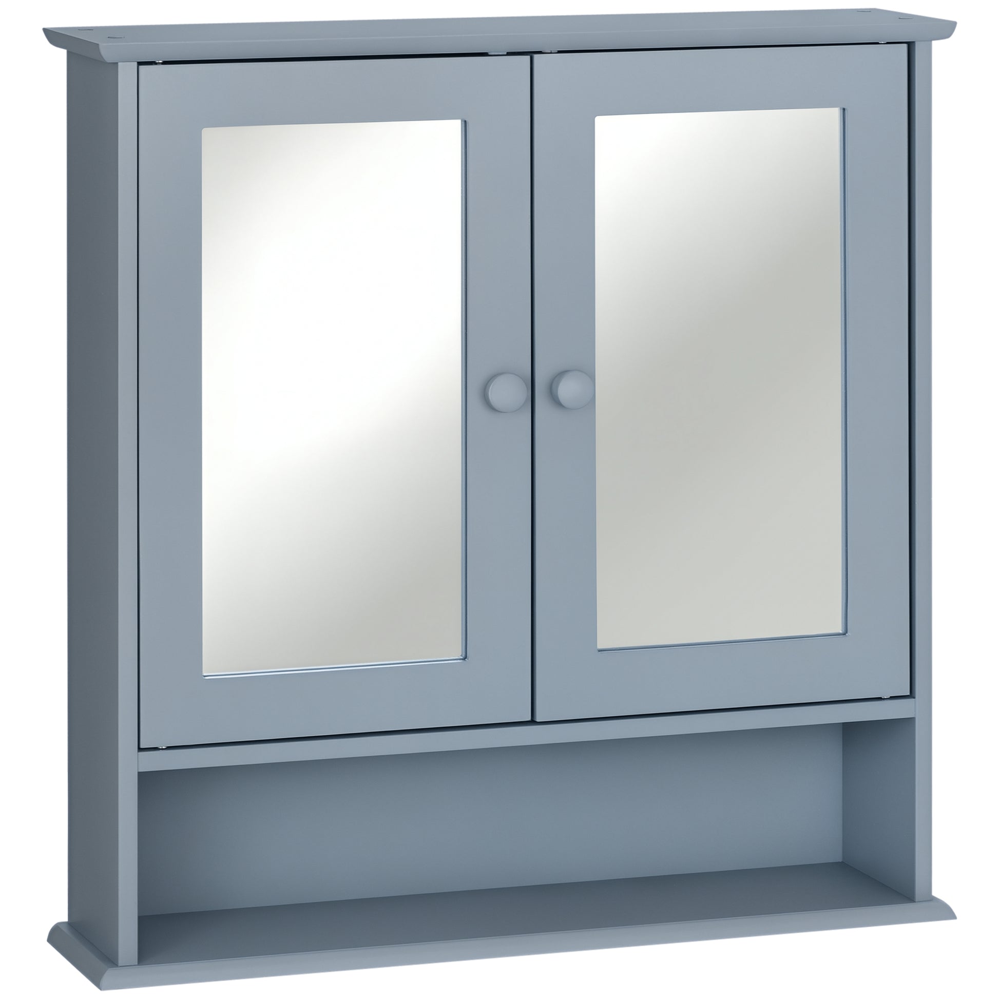 Medicine Cabinet, Wall-Mounted Bathroom Mirror Cabinet with Double Doors, Open Shelf, and Adjustable Shelf, Modern Bathr