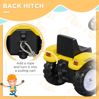 VarietyKart Ride on Tractor for Kids, Pedal Construction Car with Front Loader Digger for 3 Years Old, Yellow