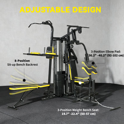 Soozier Multifunction Power Tower for Back, Chest, Arms & Leg Workouts All-in-One Home Gym with Weight Stack and Pulley 