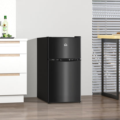 3.2 Cu Ft Compact Refrigerator, Mini Fridge with Freezer, Adjustable Shelves and Reversible Doors for Bedroom, Black