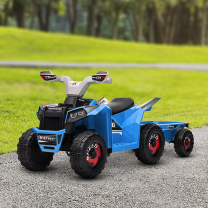 VarietyKart 6V Kids ATV Quad, Battery Powered Electric Vehicle for Kids with Back Trailer, Wear-resistant Wheels, for Bo