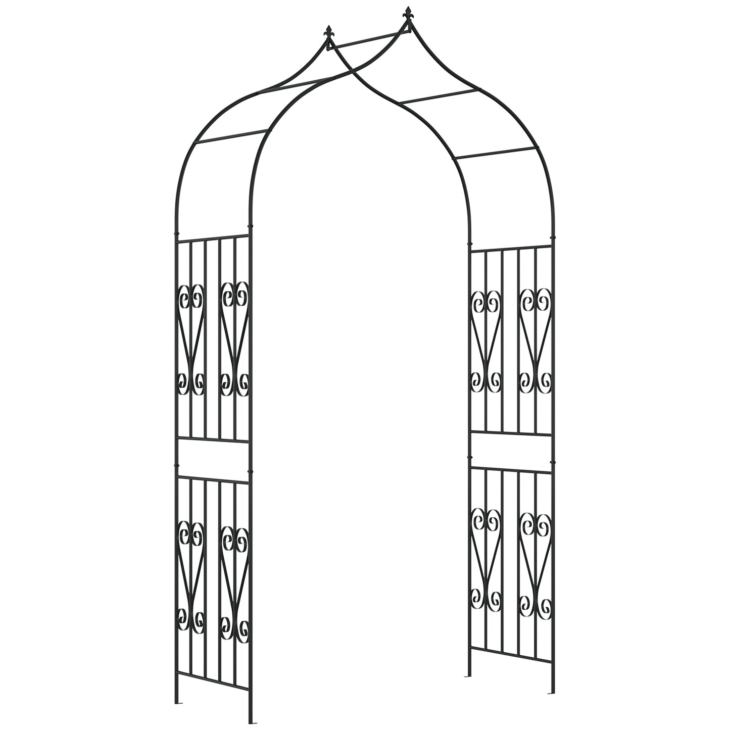 8.7FT Garden Arch Trellis, Outdoor Wedding Arbor for Ceremony with Scrollwork Design for Climbing Roses, Vines and Plant