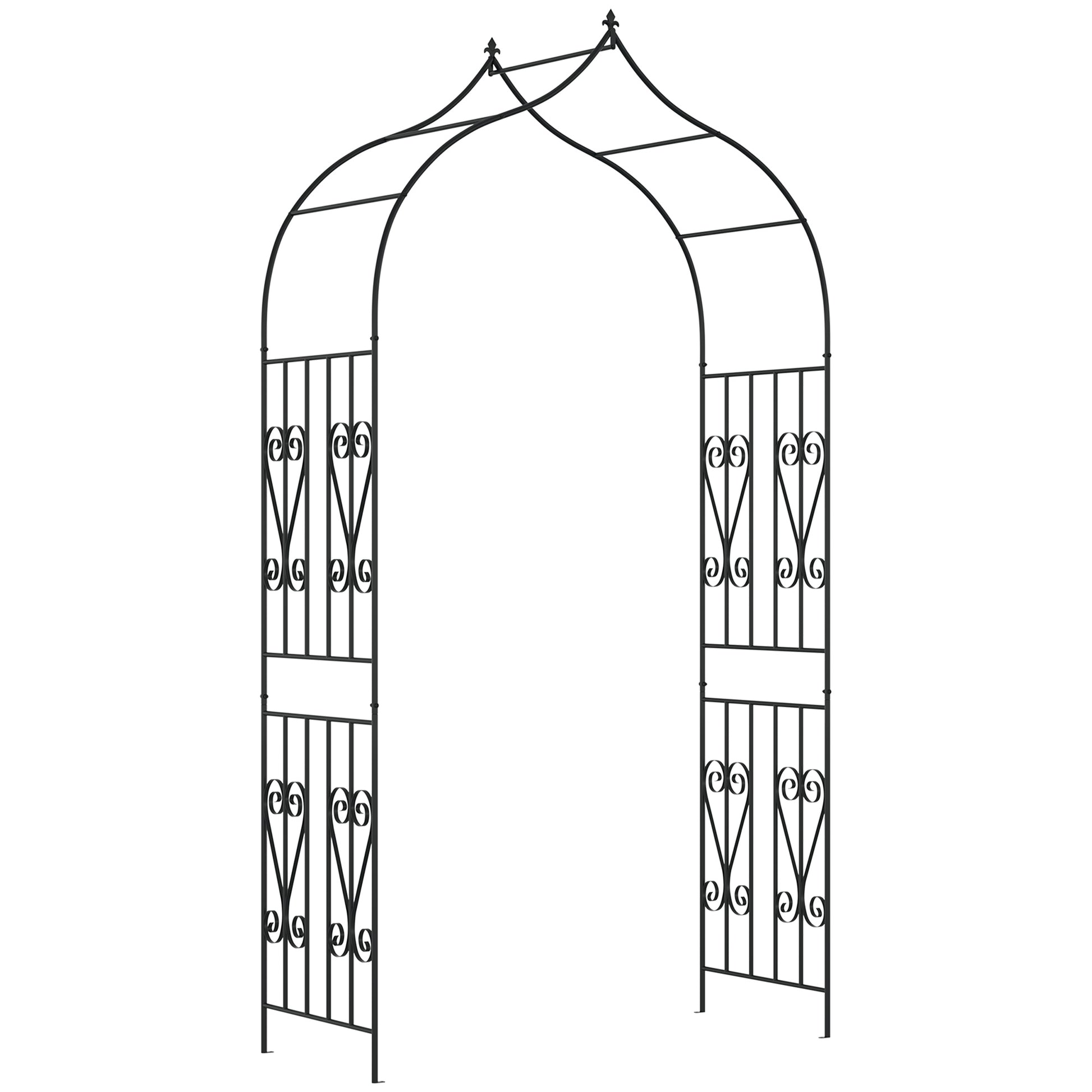 8.7FT Garden Arch Trellis, Outdoor Wedding Arbor for Ceremony with Scrollwork Design for Climbing Roses, Vines and Plant