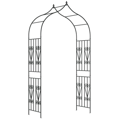 8.7FT Garden Arch Trellis, Outdoor Wedding Arbor for Ceremony with Scrollwork Design for Climbing Roses, Vines and Plant