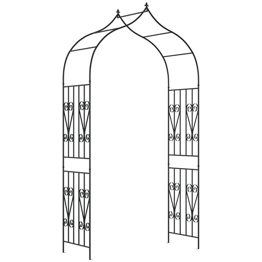 8.7FT Garden Arch Trellis, Outdoor Wedding Arbor for Ceremony with Scrollwork Design for Climbing Roses, Vines and Plant