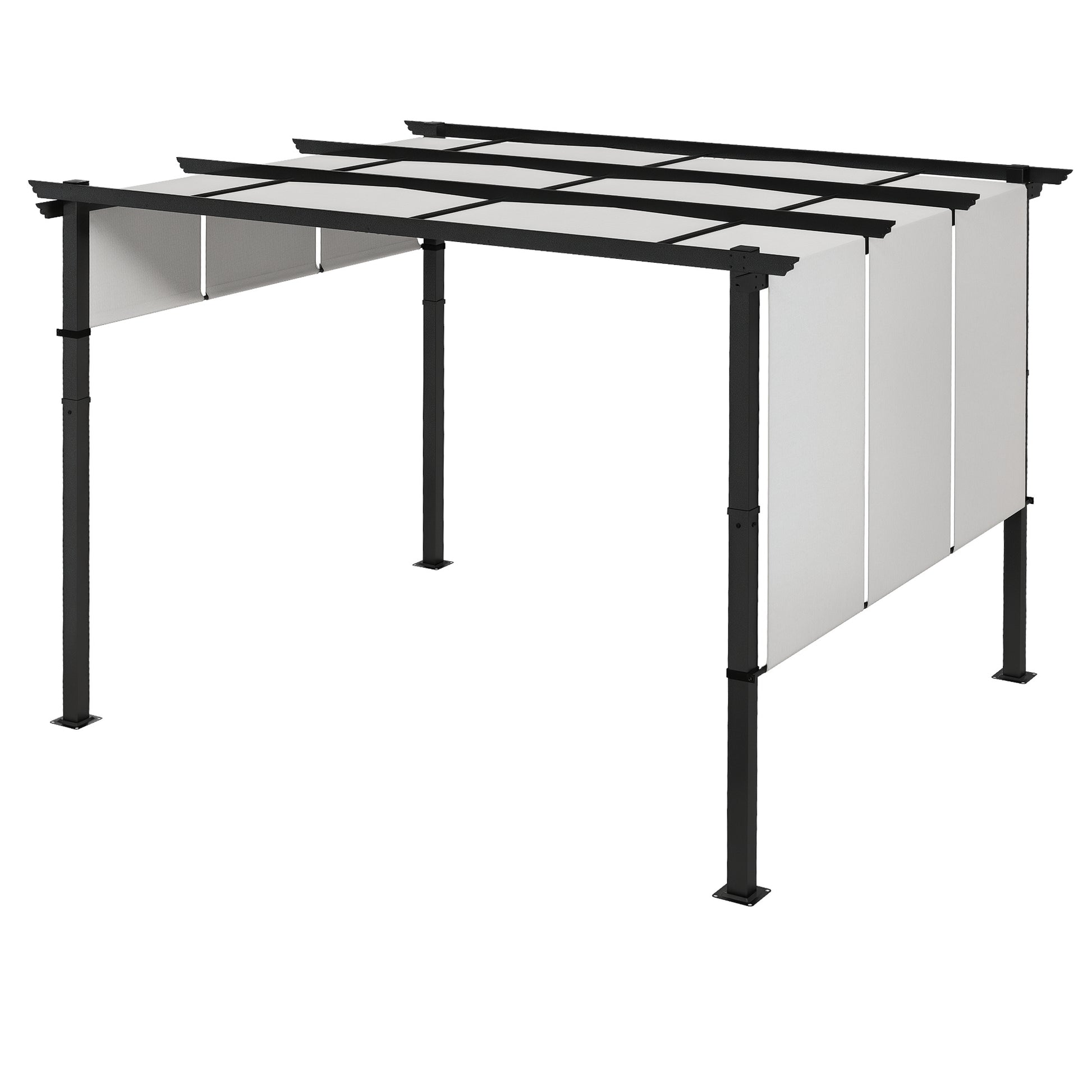10' x 12' Metal Pergola, Outdoor Pergola with Retractable Canopy, for Garden, Patio, Backyard, Deck