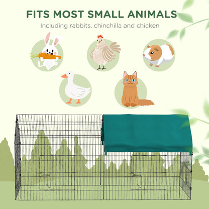 87" Small Animal Cage with Roof, Indoor/Outdoor Use,  for Chicken, Rabbits, Chinchillas, Green