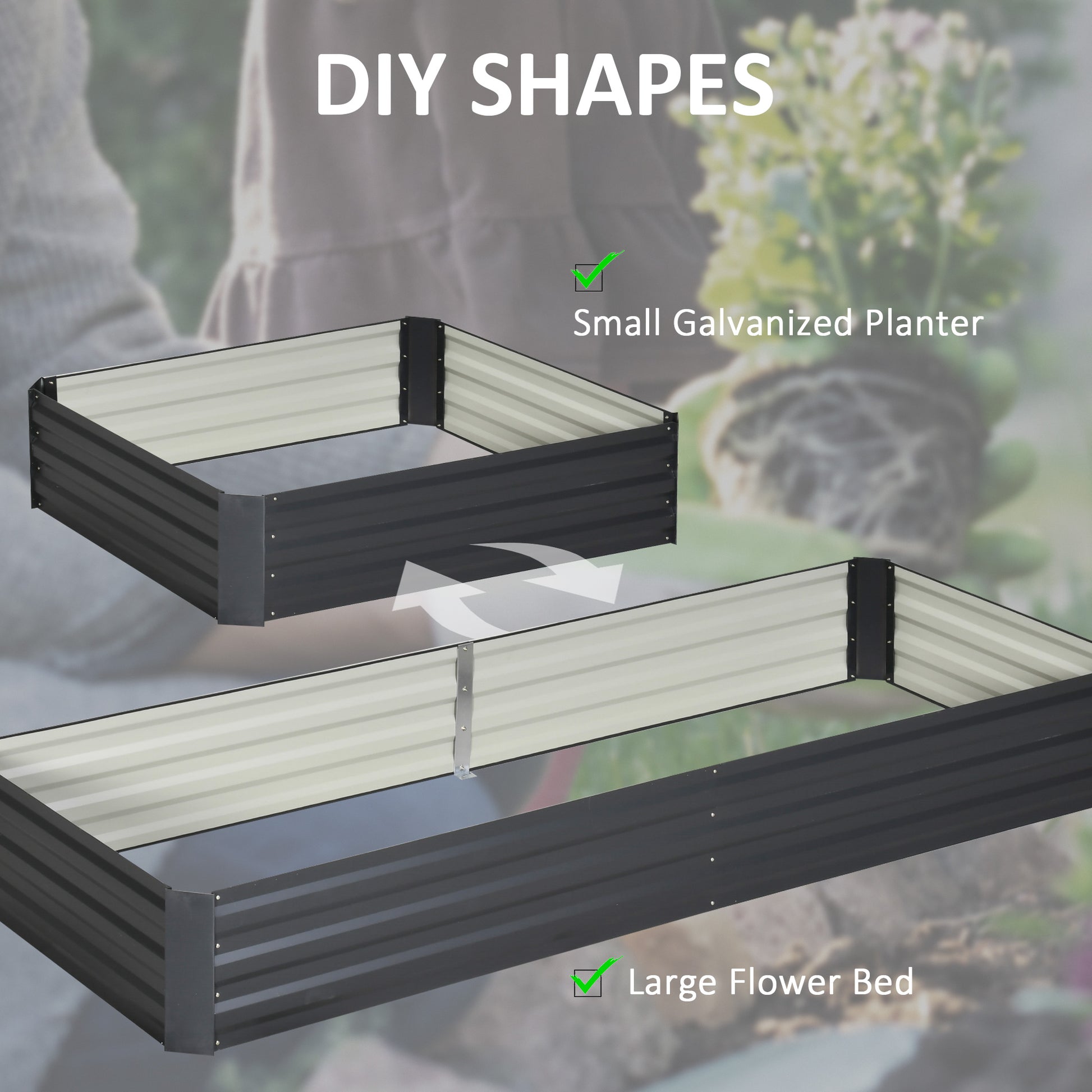 95" x 36" x 12" Galvanized Raised Garden Bed, Metal Elevated Planter Box for Growing Flowers, Herbs, Succulents, Grey