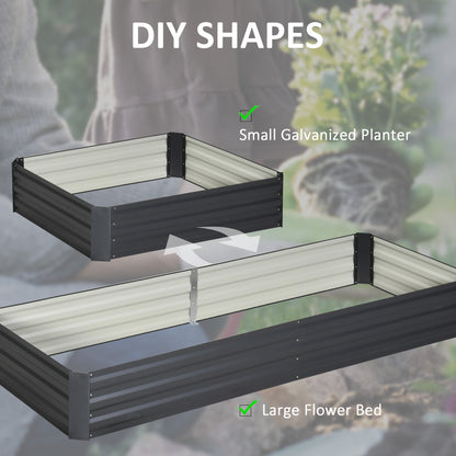 95" x 36" x 12" Galvanized Raised Garden Bed, Metal Elevated Planter Box for Growing Flowers, Herbs, Succulents, Grey