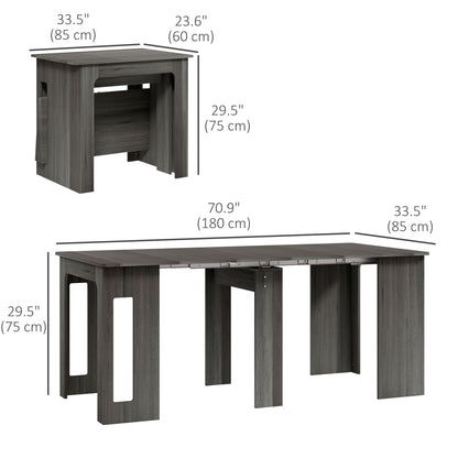 23.6"-70.9" Extendable Dining Table for 6-8 People, Space-Saving Rectangular Kitchen Table for Small Spaces, Dining Room