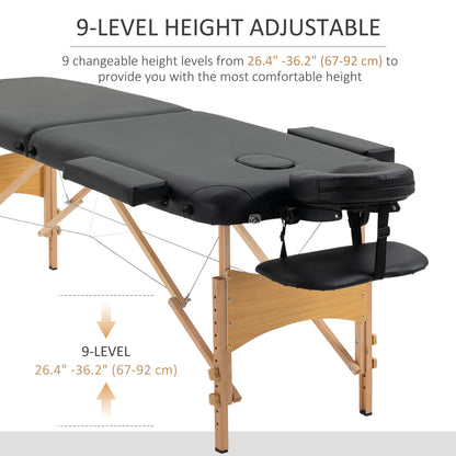 Height Adjustable Professional Salon Spa Facial Couch Bed, Portable Folding Massage Table, Black