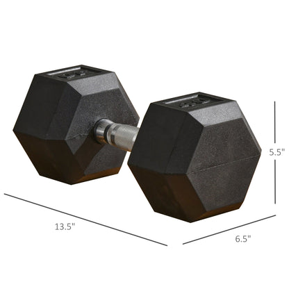 Soozier 40lbs Rubber Hex Dumbbell, Weight Dumbbell Hand Weight Barbell for Body Fitness Training for Home Office Gym, Bl