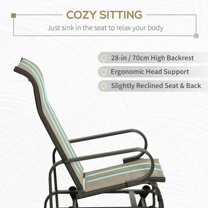 Patio Glider with Breathable Mesh Fabric, Outdoor Glider Chair, Garden Rocking Gliding Seat for Patio, Yard, Porch, Sand