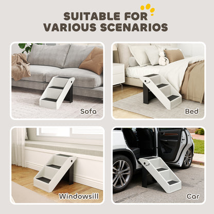 Dog Stairs for Small Dogs, 14.5" H Foldable Pet Ramp with 3 Non-Slip Steps for High Beds or Sofas