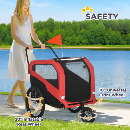VarietyKart 2-in-1 Dog Bike Trailer for Large Dogs, Red