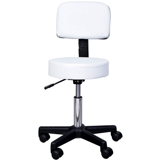 Rolling Stool with Wheels, Swivel Stool with Back Support, Adjustable Height, PU Leather Drafting Chair for Home Office,
