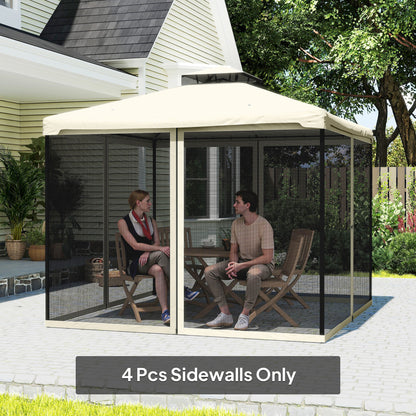 Replacement Mosquito Netting for Gazebo 10' x 10' Black Screen Walls for Canopy with Zippers for Parties and Outdoor Act