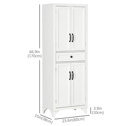 Freestanding Storage Cabinet, Kitchen Pantry Cabinet with 2 Shelves, 4 Doors, Kitchen Storage Cabinets for Dining Room