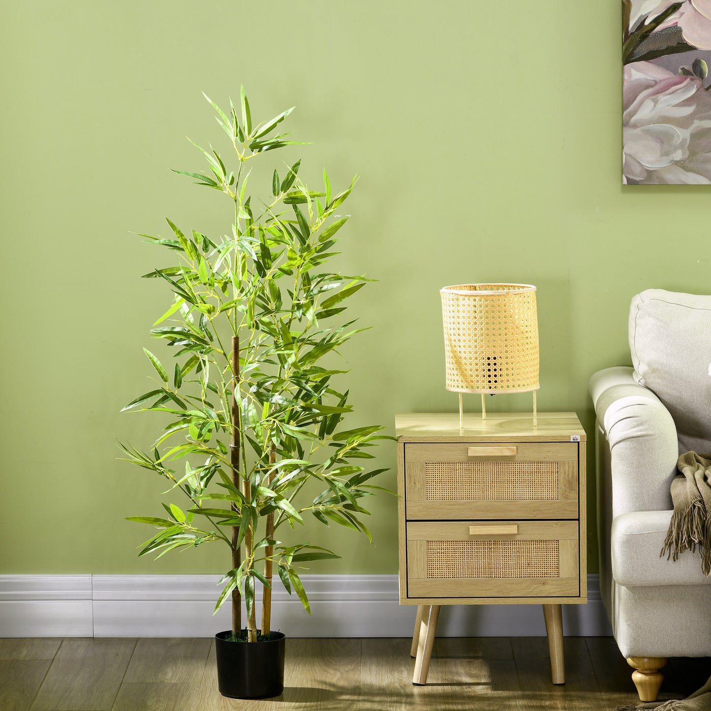 4ft Artificial Tree, Indoor Fake Bamboo with Pot, for Home Office Living Room Decor