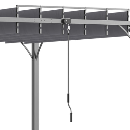 9.7' x 9.7' Outdoor Pergola with Retractable Roof, Aluminium Louvered Pergola Canopy Gazebo for Lawn Garden Patio, Grey