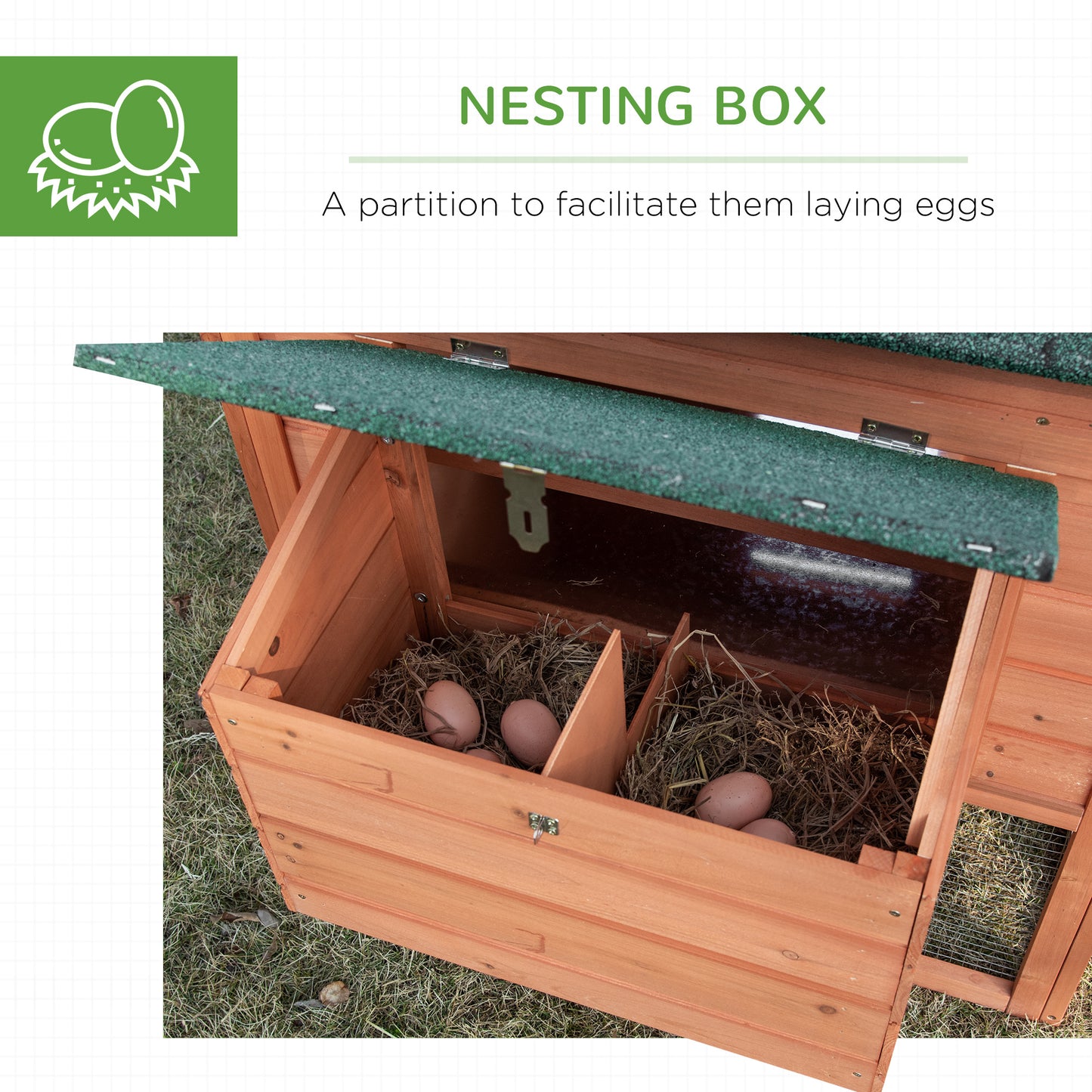 69" Chicken Coop Wooden Hen House Rabbit Hutch Poultry Cage Pen Outdoor Backyard with Outdoor Run Resting Nesting Box Re