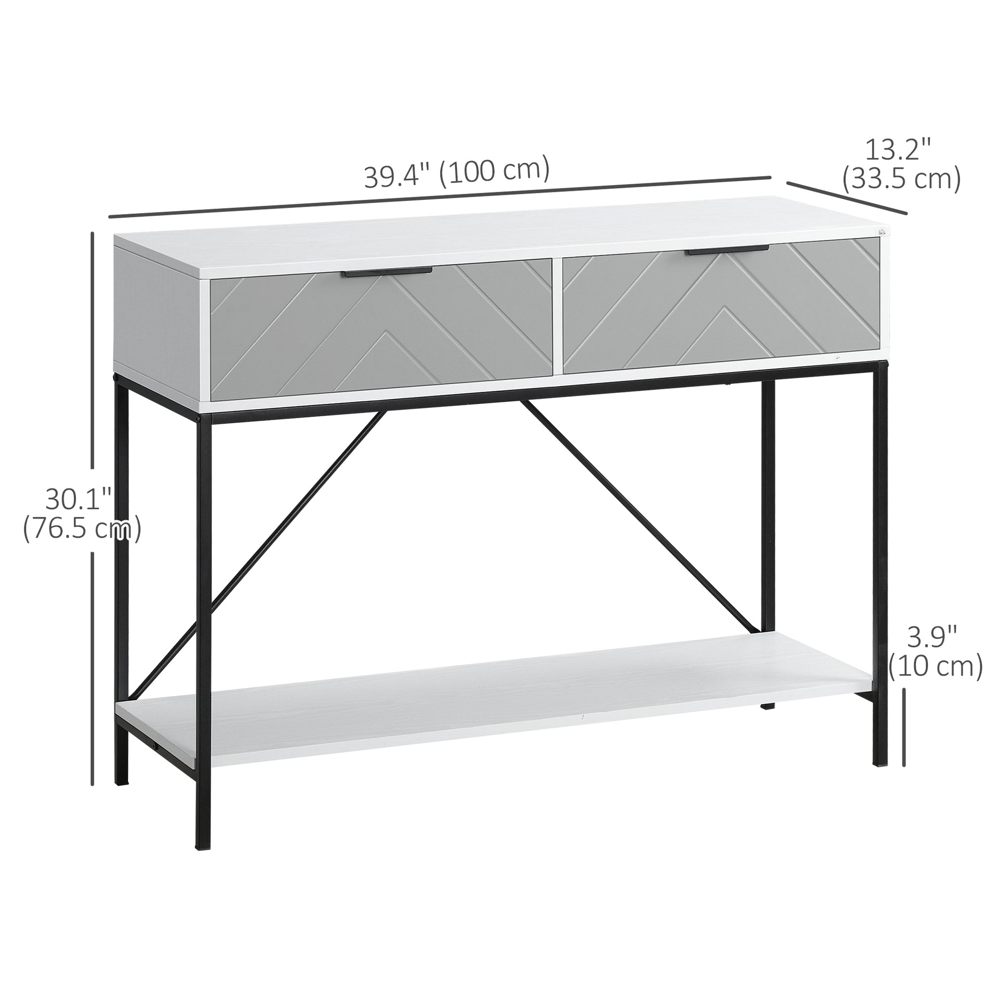 Modern Console Table with 2 Drawers, 2 Tier Entryway Table with storage Shelf, Narrow Sofa Table for Living Room, Hallwa