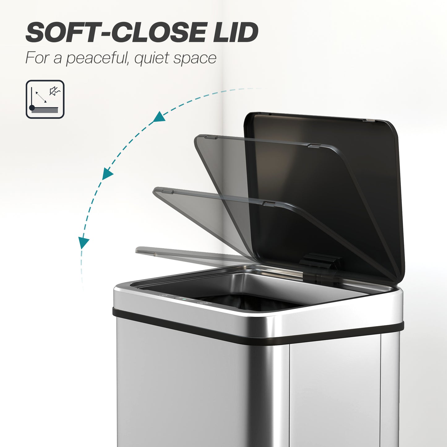 10.6 Gal (40 L) Automatic Garbage Can w/ Soft-Close Lid, Touchless Trash Can with Fingerprint Resistant Stainless Steel