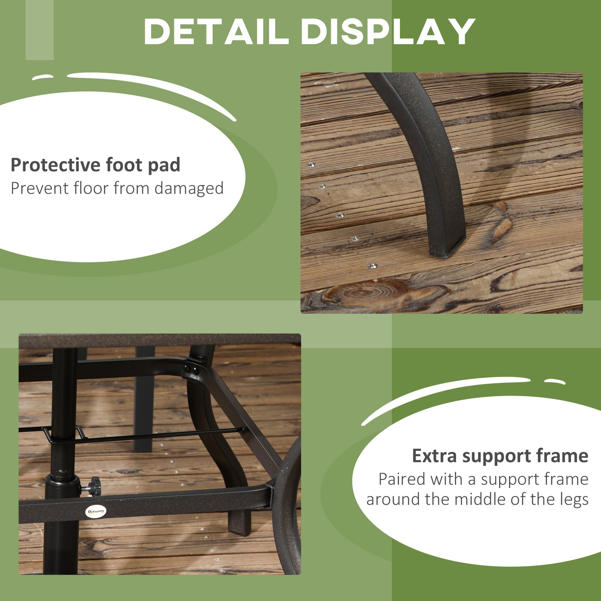 37" Garden Outdoor Dining Table for 4, Square Patio Table with Umbrella Hole, Plastic Board Tabletop for Backyard, Pools