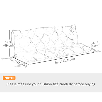 Porch Swing Cushion Garden Bench Cushion with Backrest, Non-Slip 3-Seater Soft Pad, 59.1" x 38.6", Black