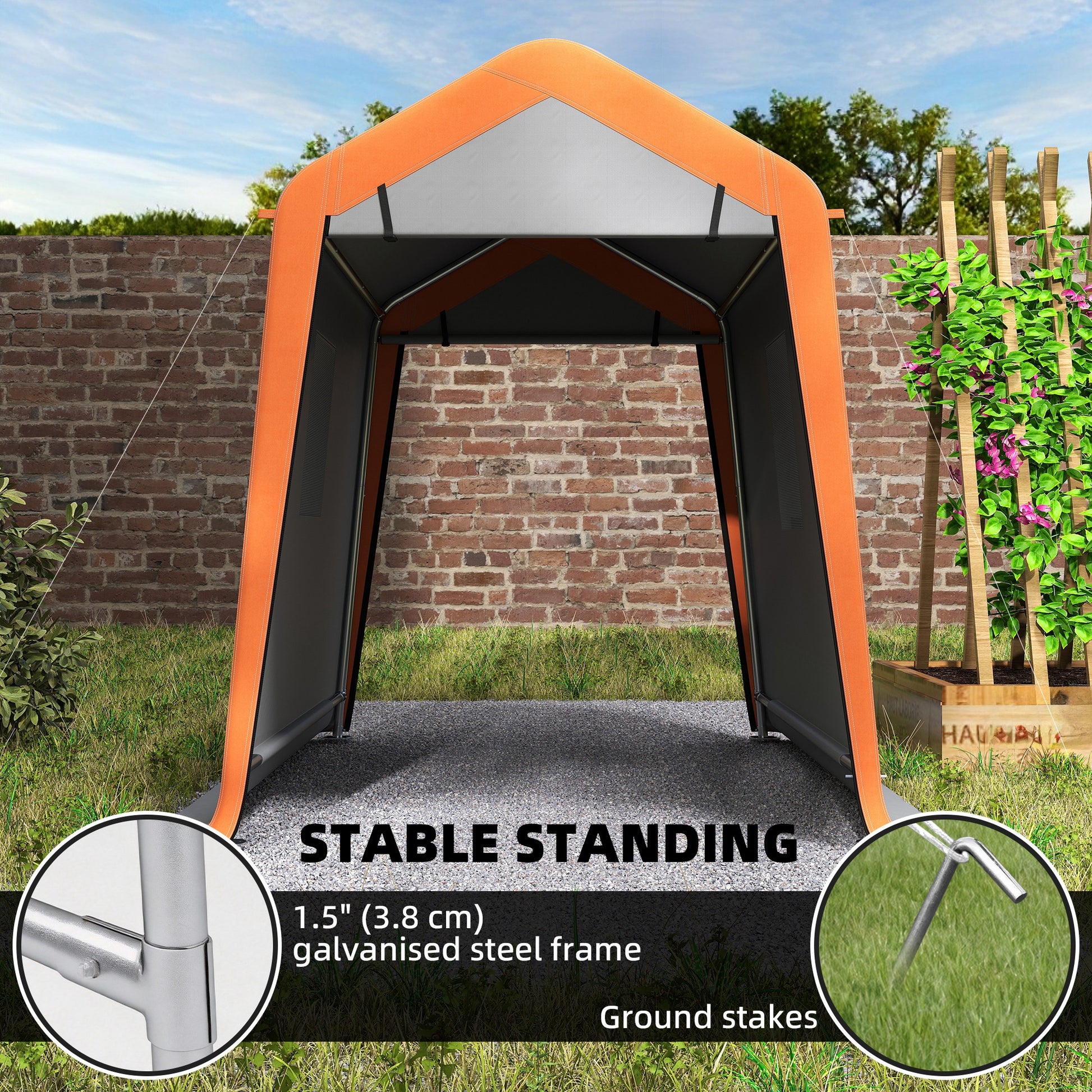 6' x 8' Portable Shed, Outdoor Storage Shed Tent with Door, Windows, Waterproof Motorcycle Bike Tent, Light Grey