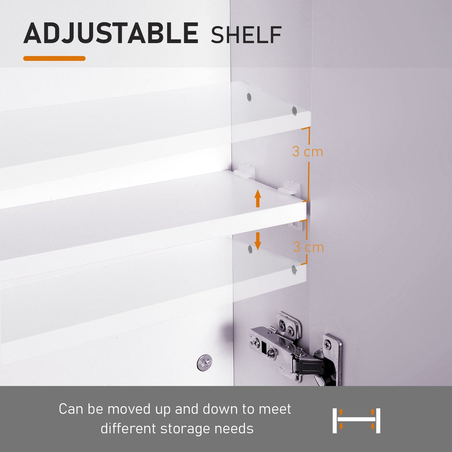 Wall Mount Mirrored Medicine Cabinet, Bathroom Mirror Cabinet with Adjustable Shelf, Double Soft Closing Doors, Light Li