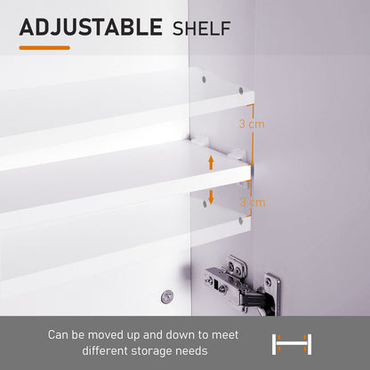 Wall Mount Mirrored Medicine Cabinet, Bathroom Mirror Cabinet with Adjustable Shelf, Double Soft Closing Doors, Light Li