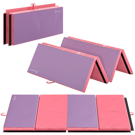 Soozier 4'x6'x2'' Folding Gymnastics Tumbling Mat, Exercise Mat  with Carrying Handles for Yoga, MMA, Martial Arts, Stre