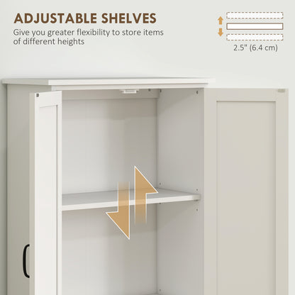 60" 4-Door Storage Cabinet Multi-Storey Large Space Pantry with Adjustable Shelves White