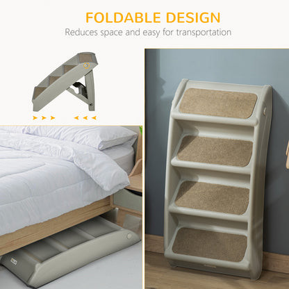 4-Level Portable Dog Stairs, Foldable Dog Steps for Small Dogs, Lightweight Cat Steps, with Nonslip Soft Mats, for High 