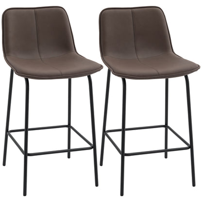Bar Stools Set of 2, Upholstered Counter Height Bar Chairs, 26" (66 cm) Kitchen Stools with Steel Legs for Dining Area, 