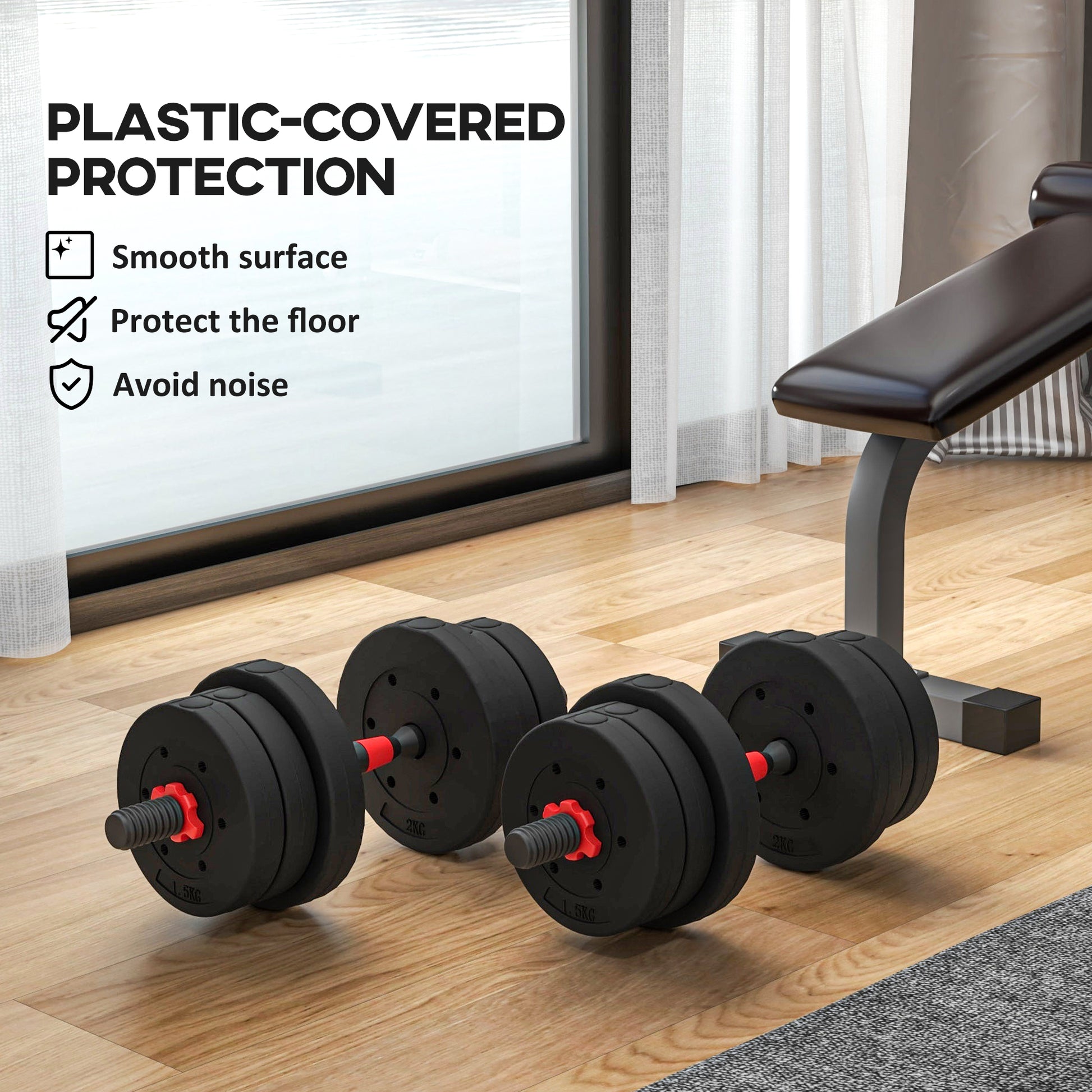Soozier 44lbs 2-in-1 Adjustable Dumbbells Weight Set, Dumbbell Hand Weights Barbell for Body Fitness, Lifting Training f