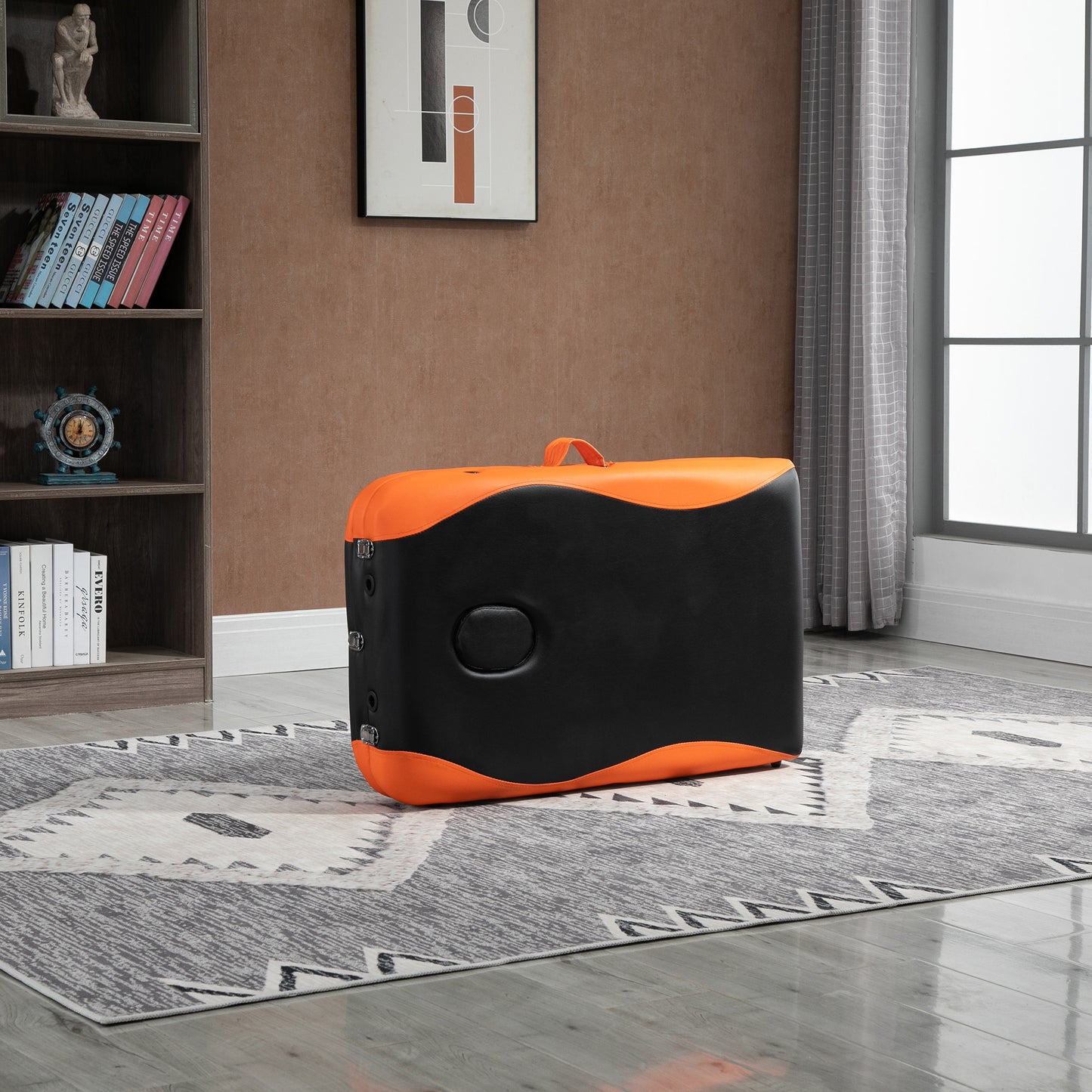 85 in 3-Section Foldable Massage Table - Black/Orange - Image 7