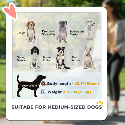 Foldable Pet Stroller for Medium Dogs with Four Big Wheels, Shock-Absorbing Frame, Safety Leashes, Brakes, Dark Grey