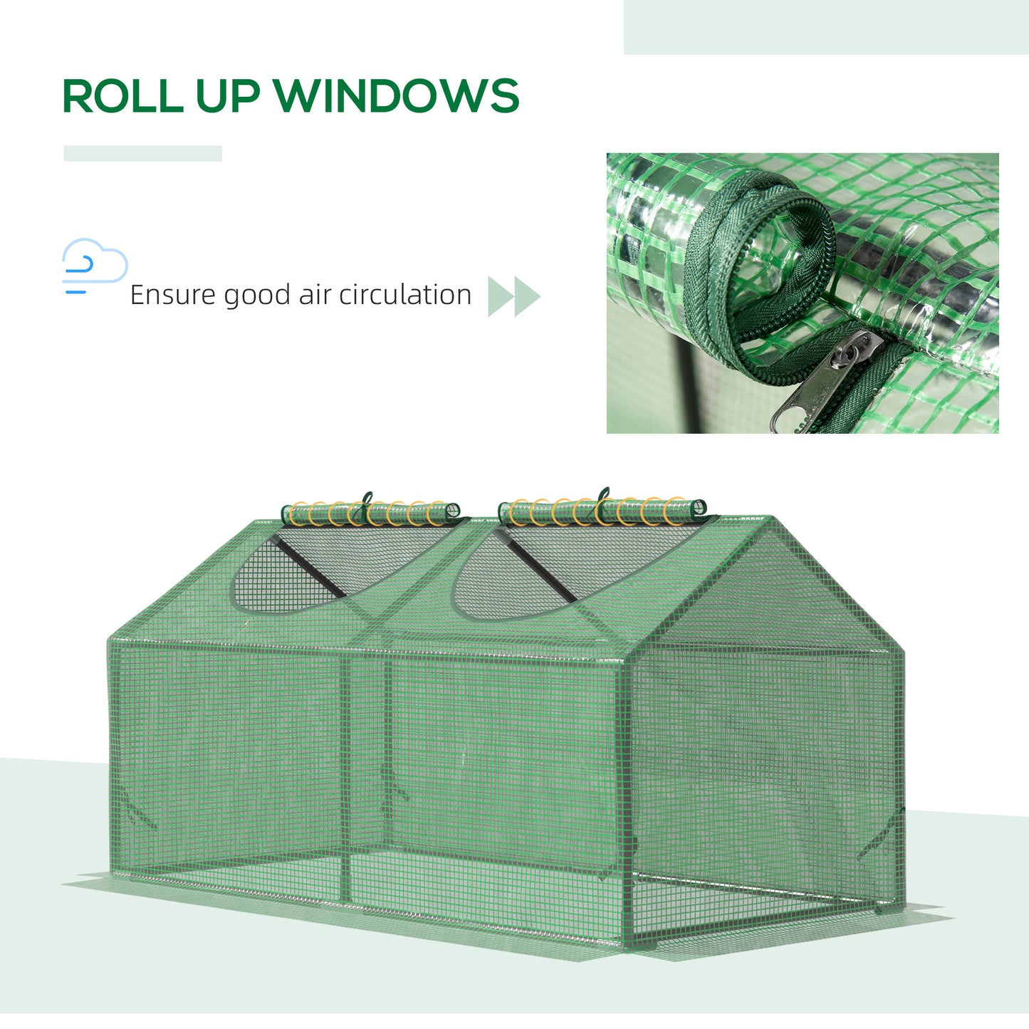 47" x 24" x 24" Portable Mini Tunnel Greenhouse Garden Planting Outdoor Flower Warm House Box with 2 Windows, Steel Fram