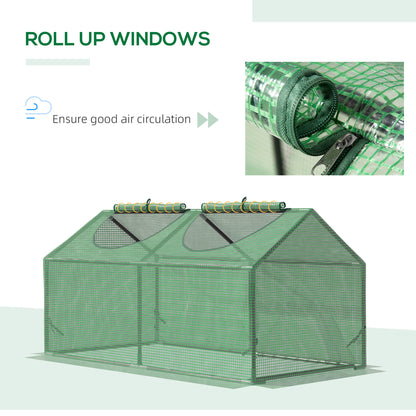 47" x 24" x 24" Portable Mini Tunnel Greenhouse Garden Planting Outdoor Flower Warm House Box with 2 Windows, Steel Fram