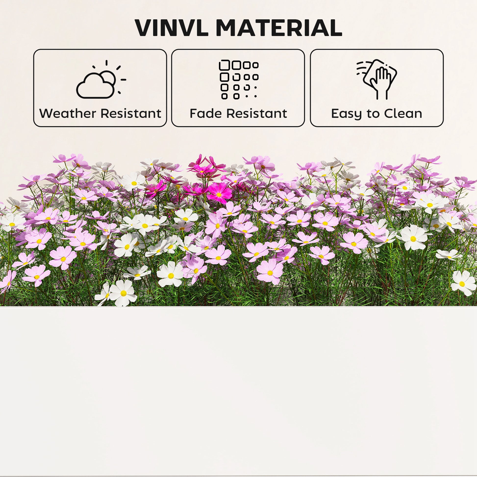 Vinyl Raised Garden Bed Kit, 2 x 2 x 1ft Modular Elevated Garden Box with Slotting Legs and Open Bottom, White