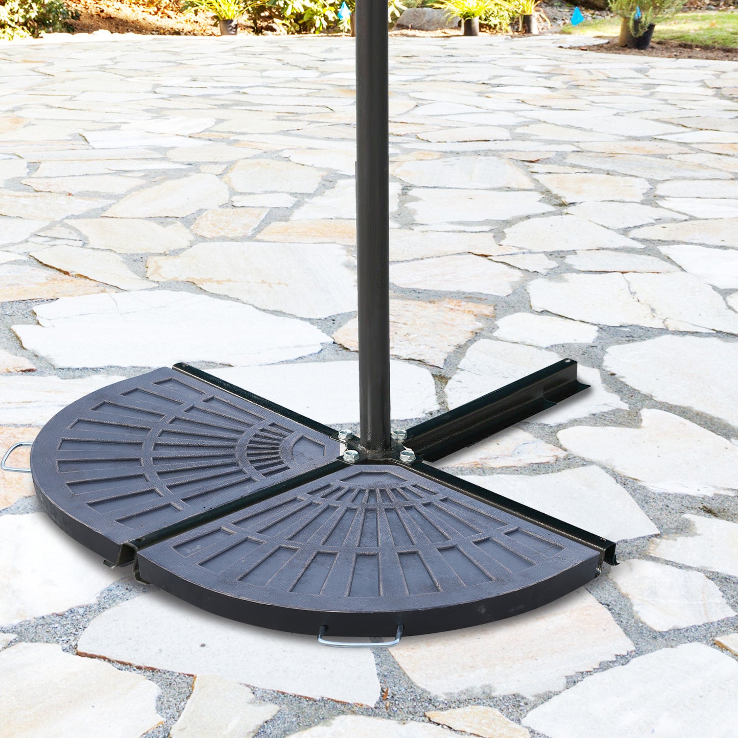 2pc Portable Umbrella Base Weights 61.6lbs Resin Flabelliform Garden Parasol Base Outdoor Patio Umbrella Stand Holder We