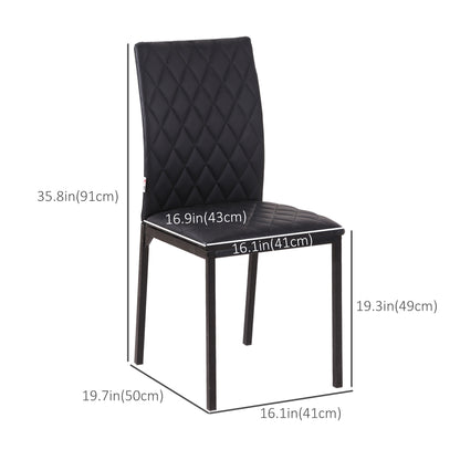Modern Dining Chairs Set of 4, Upholstered Faux Leather Kitchen Chairs with Rhombic Tufting and Metal Legs for Living Ro