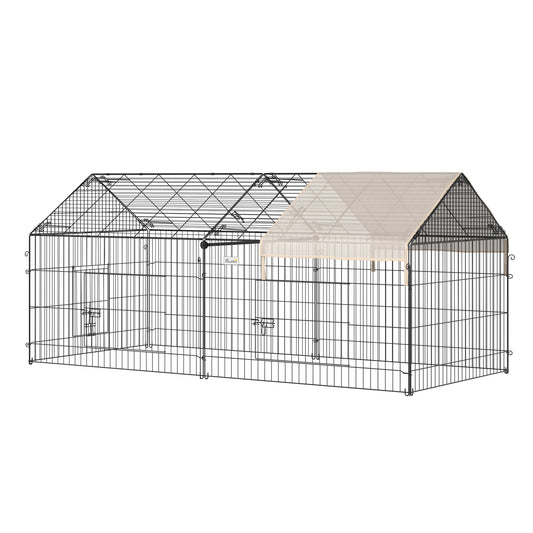 Pet Playpen with Roof, Metal Guinea Pig Cage, Rabbit Pen, Chicken Coop Run, Catio Cat Enclosure with Cover, Doors, Indoo