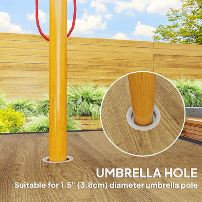 37" Garden Outdoor Dining Table for 4, Square Patio Table with Umbrella Hole, Plastic Board Tabletop for Backyard, Pools