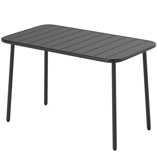 47" x 28" Outdoor Dining Table for 4, Rectangular Patio Table with Slatted Top and Rounded Edges, Grey