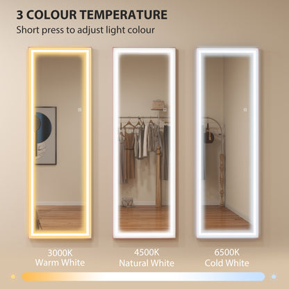 LED Mirror with Dimmable and 3 Colour Lights, 64" x 21" Rectangular Floor Mirror for Bedroom Living Room, Pink