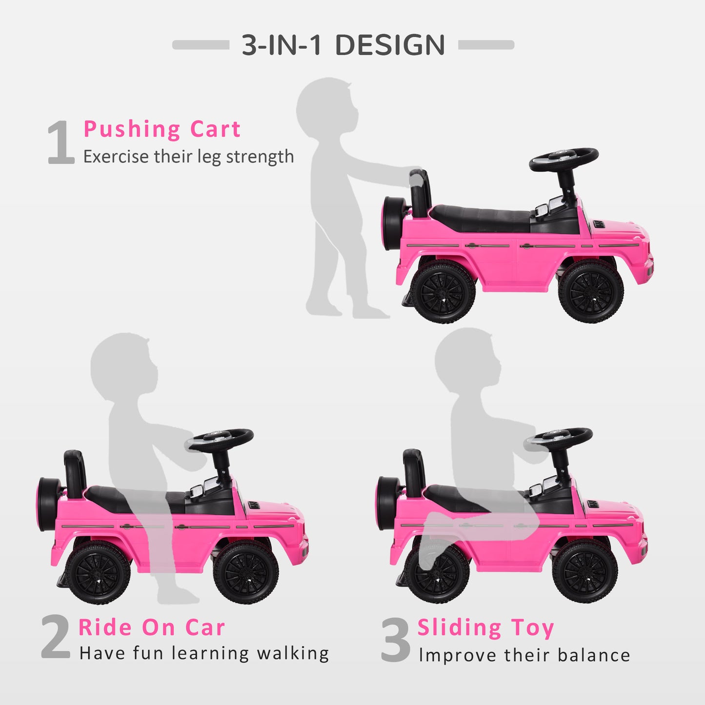 VarietyKart Compatible Baby Toddler Push Car Foot-to-Floor Ride-On Wheel Mercedes-Benz G350 Licensed Pink